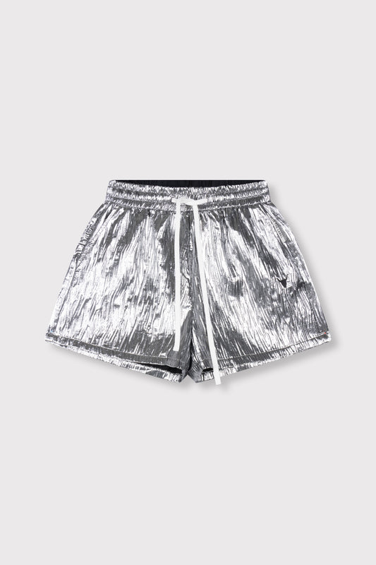 SILVER CRINKLE SHORTS