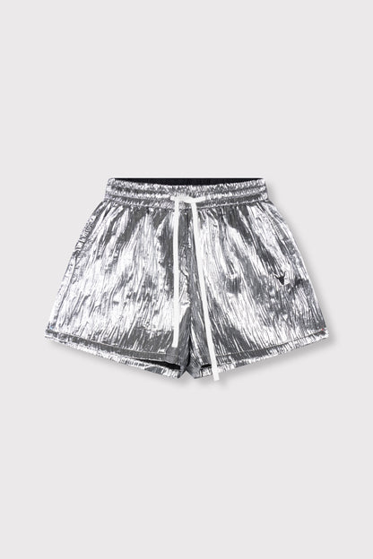 SILVER CRINKLE SHORTS