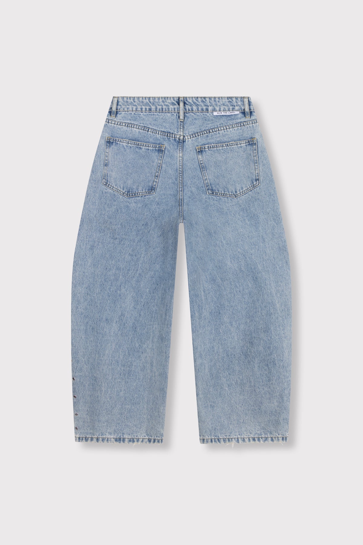 STUDDED BARREL DENIM PANTS